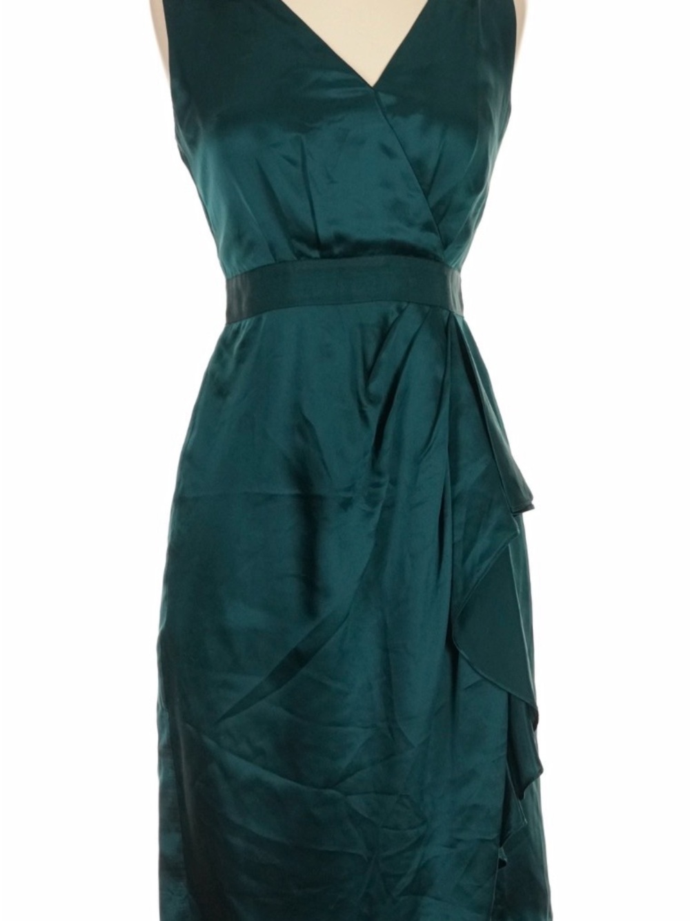 Banana Republic Green/Teal V-Neck 100% Silk Cocktail Dress Size 4